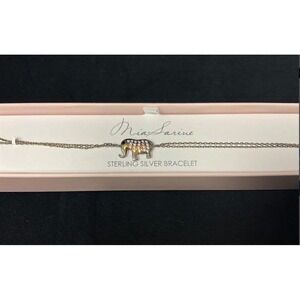 Mia Sarine 925 Sterling Silver Elephant Charm Bracelet Multicolor Stone  NIB